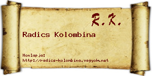 Radics Kolombina névjegykártya